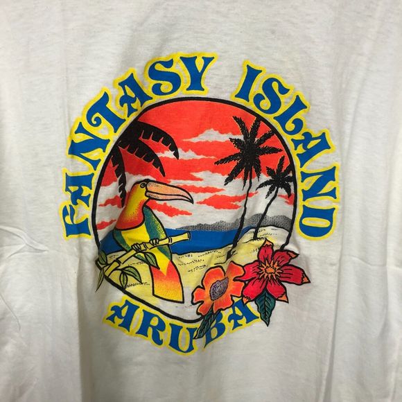 Vintage Beach Club Men T-Shirt Top Size Large Aruba Island Single Stitch B188 9C - Picture 8 of 11